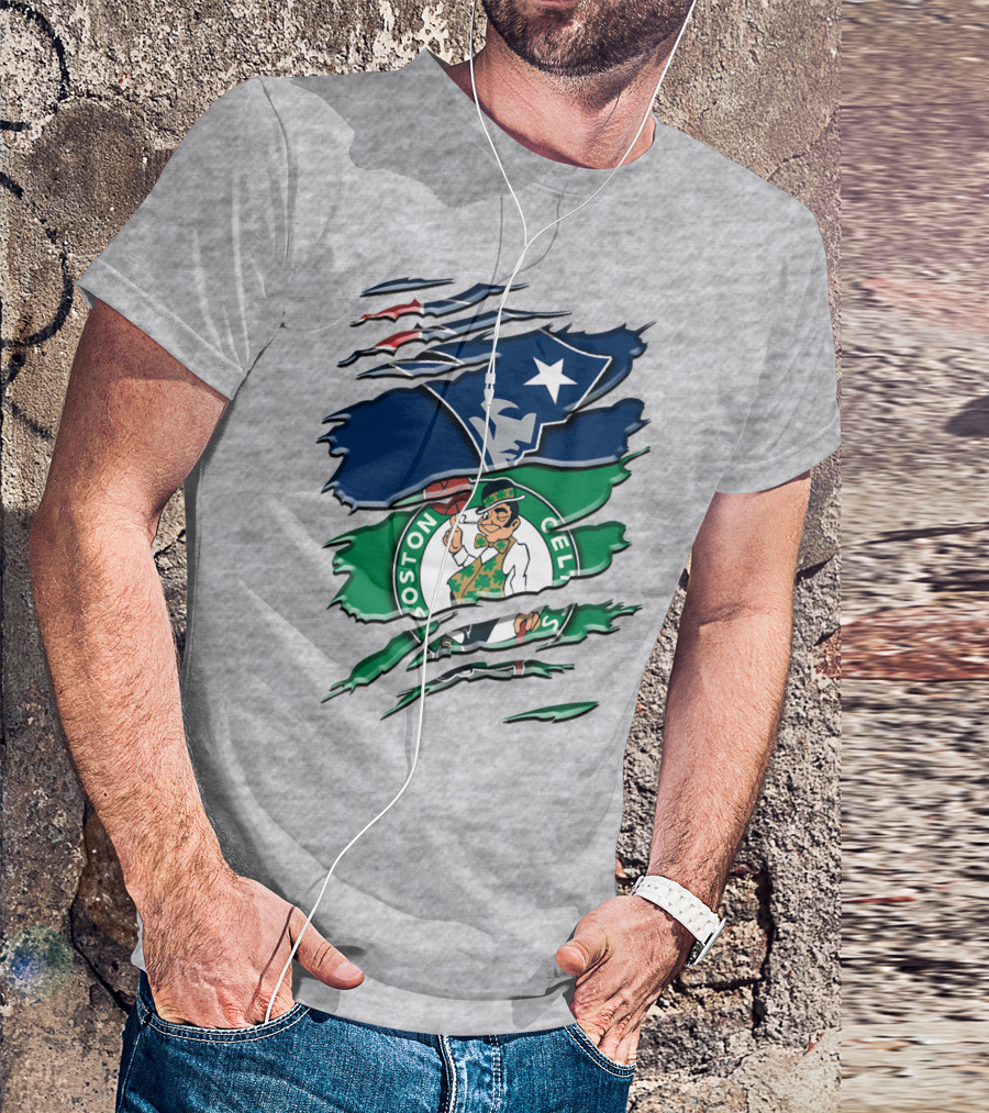 Patriots And Boston Celtics Logo Mashup Rah 090 T-Shirt
