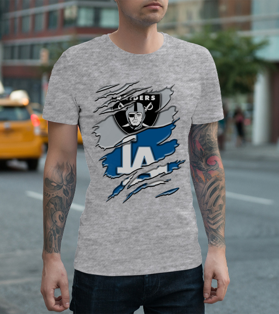 Raiders La Dodgers Crest Combination T-Shirt