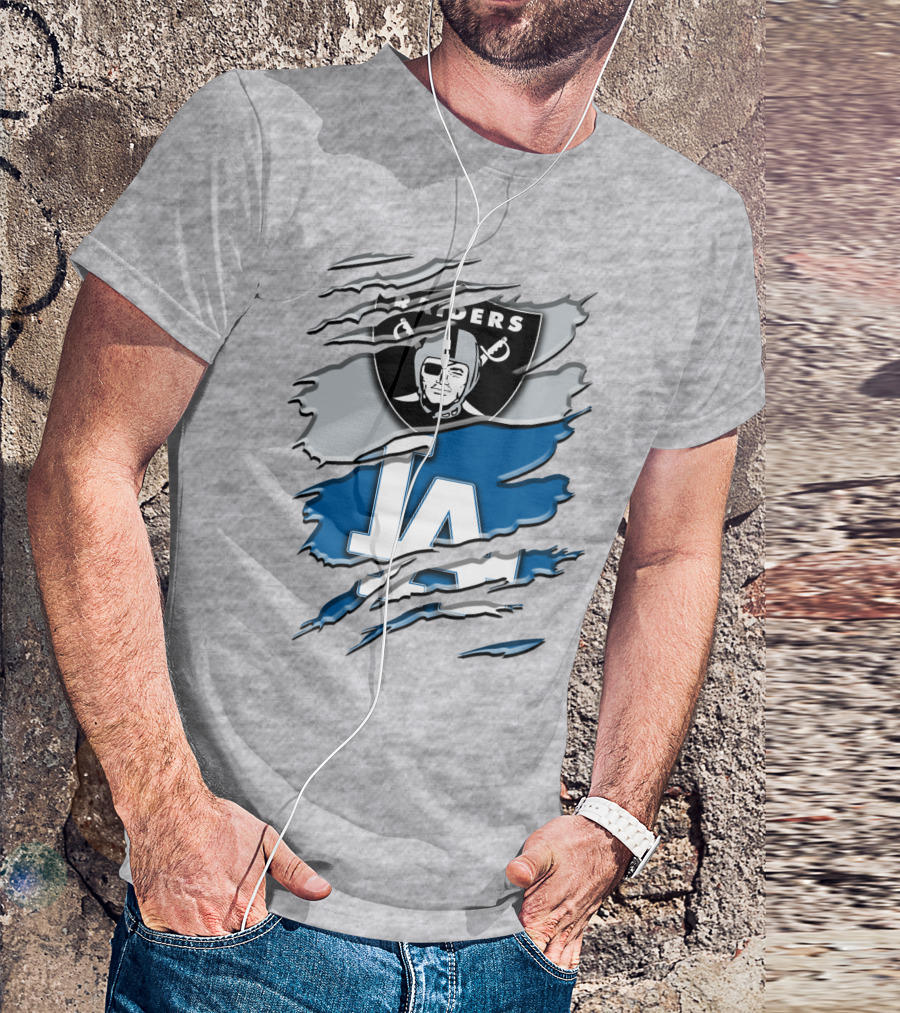 Raiders La Dodgers Crest Combination T-Shirt