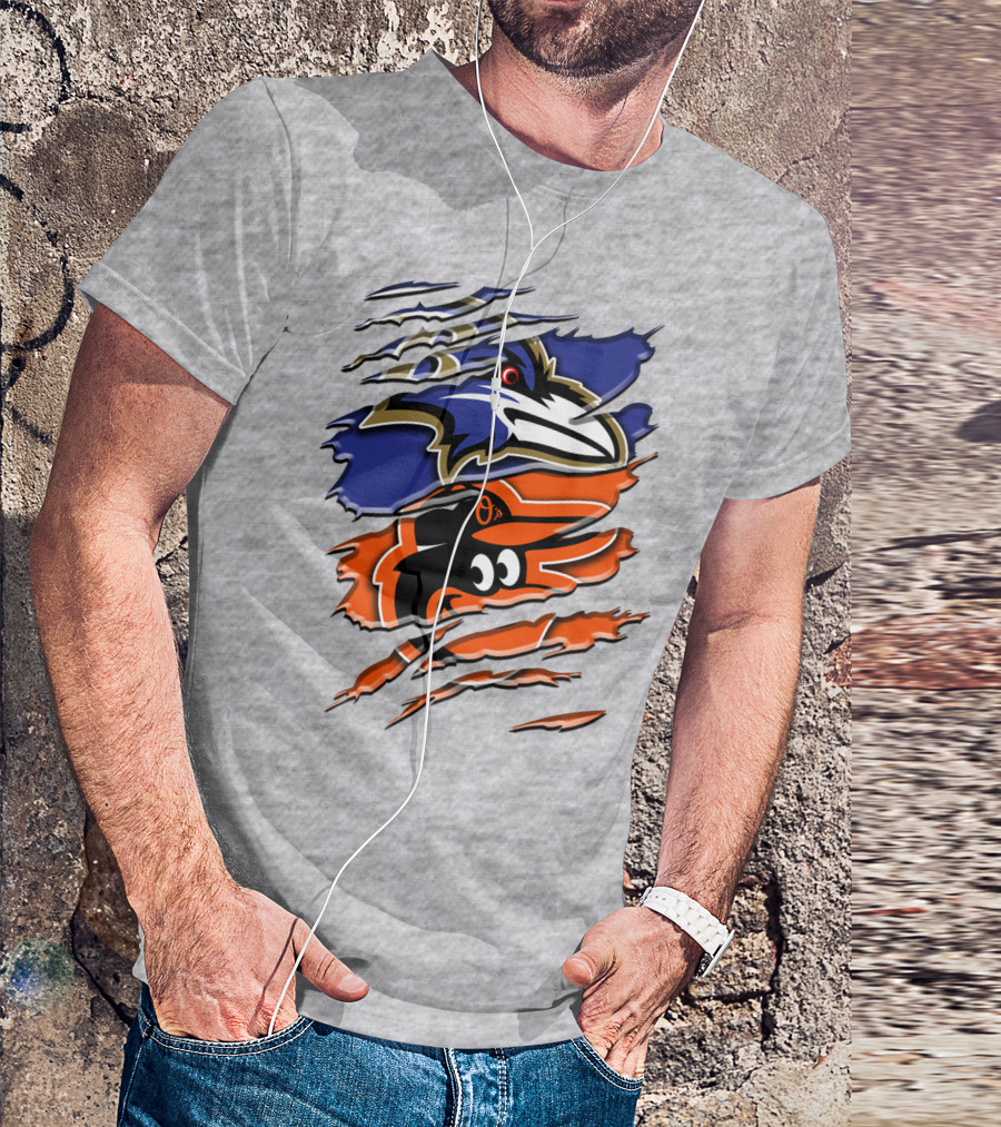 Baltimore Ravens Orioles Logo Mashup Rah 101 T-Shirt