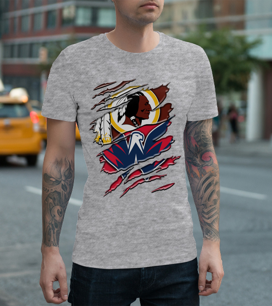 Washington Capitals And Washington Redskins Logo Mashup Rah 104 T-Shirt