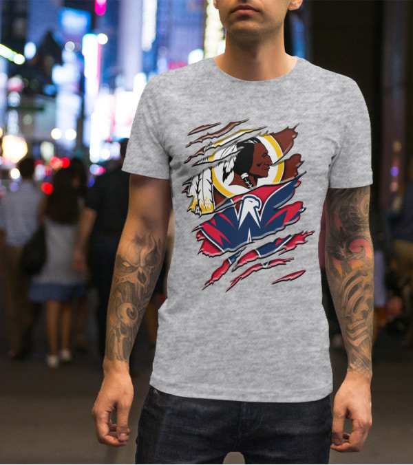 Washington Capitals And Washington Redskins Logo Mashup Rah 104 T-Shirt