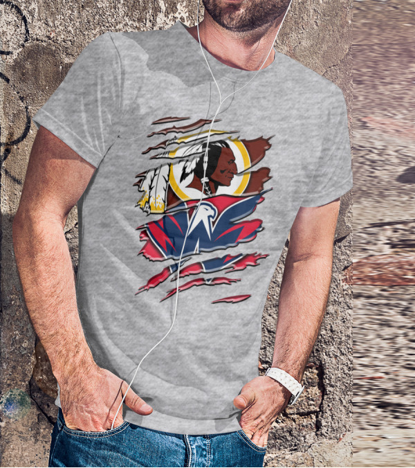 Washington Capitals And Washington Redskins Logo Mashup Rah 104 T-Shirt