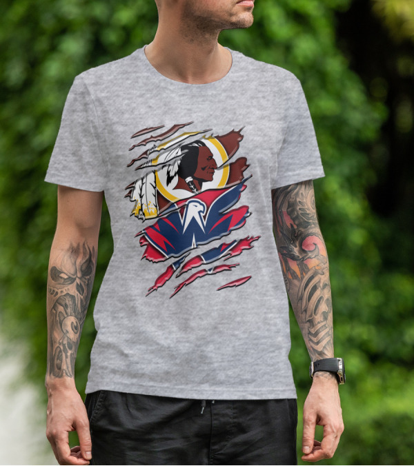 Washington Capitals And Washington Redskins Logo Mashup Rah 104 T-Shirt
