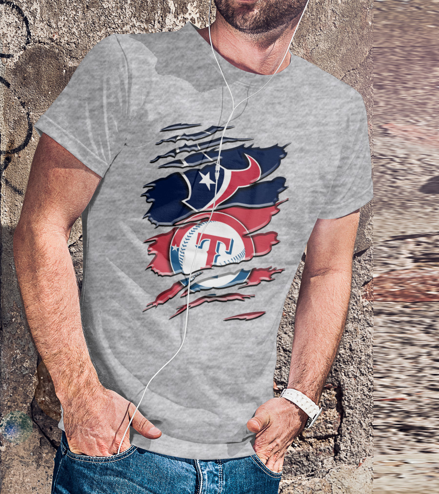 Houston Texans And Texas Rangers Sports Fan Rah 124 T-Shirt
