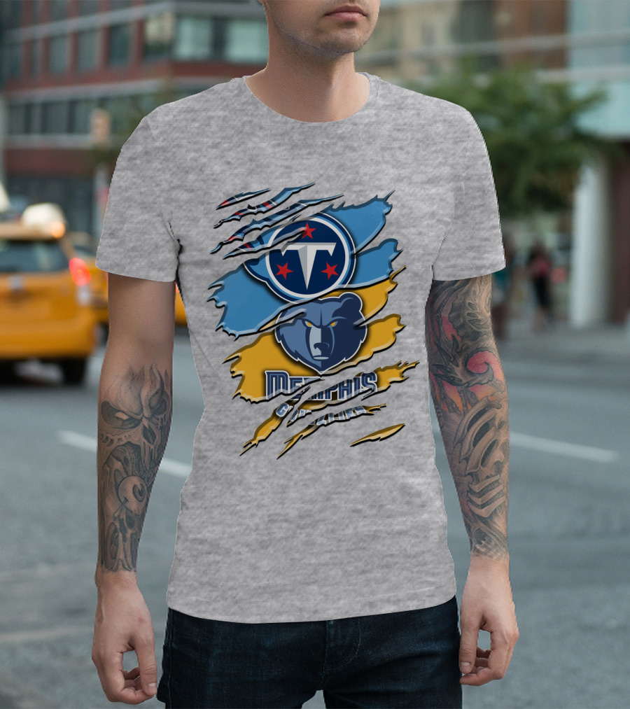 Tennessee Titans Memphis Grizzlies Logo Mashup Rah 128 T-Shirt