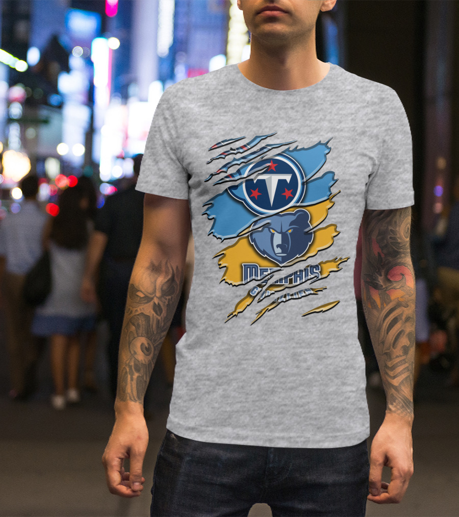 Tennessee Titans Memphis Grizzlies Logo Mashup Rah 128 T-Shirt
