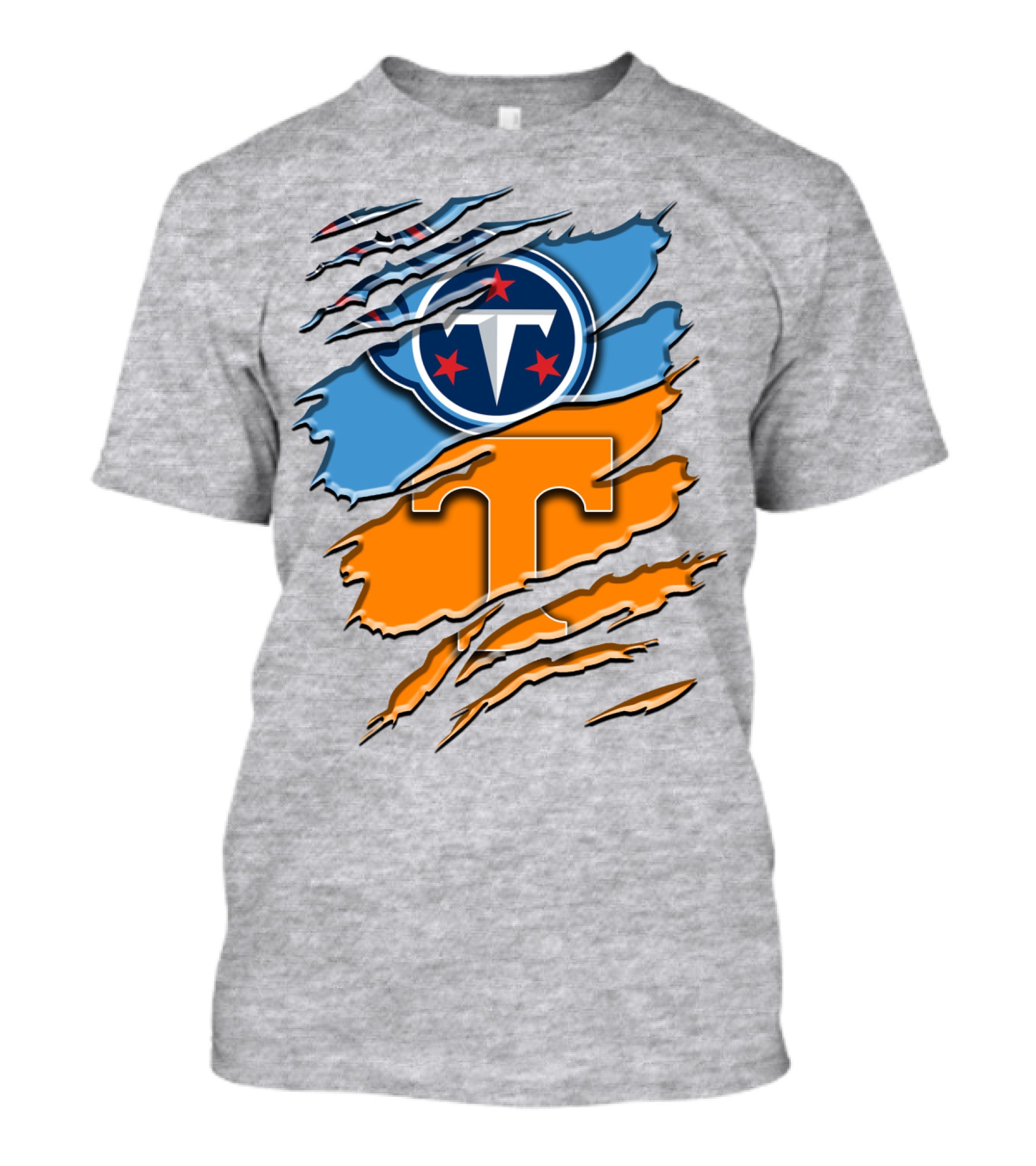 Tennessee Titans Logo With Tennessee Volunteers Colors Ripped Design Rah 131 T-Shirt
