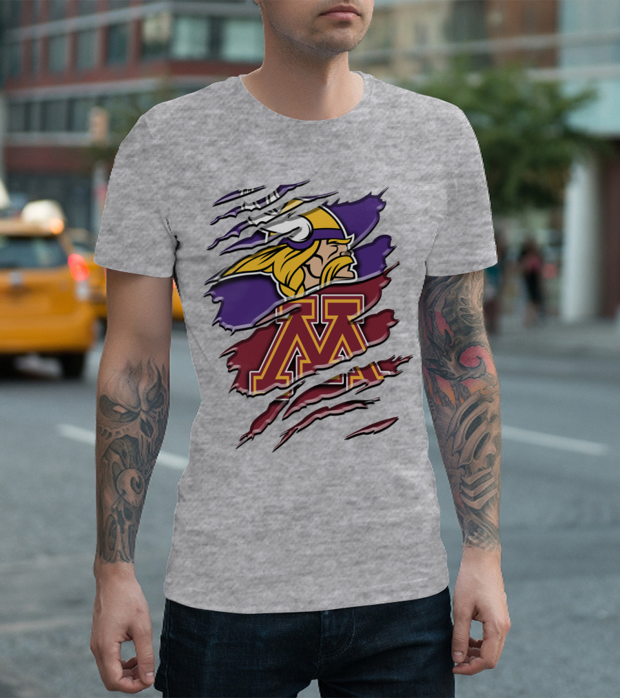 Minnesota Vikings And Golden Gophers Claw Marks Rah 133 T-Shirt