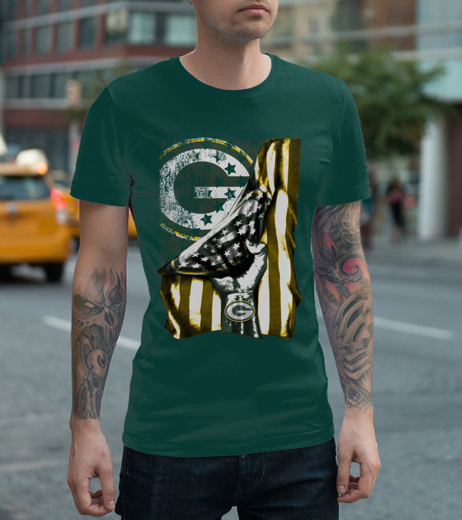 Green Bay Packers American Flag T-Shirt