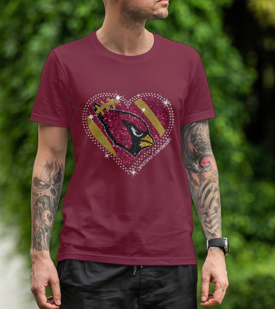 Arizona Cardinals Heart Logo Sparkle T-Shirt