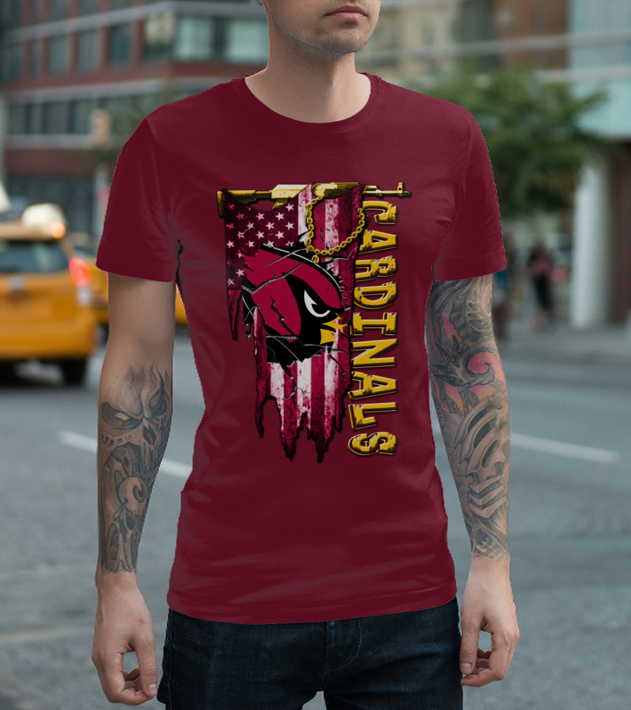 Cardinals Usa Flag And Chain T-Shirt