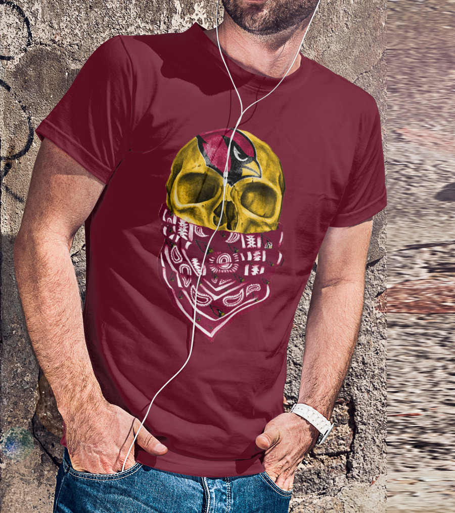 Arizona Cardinals Skull Bandana Red T-Shirt