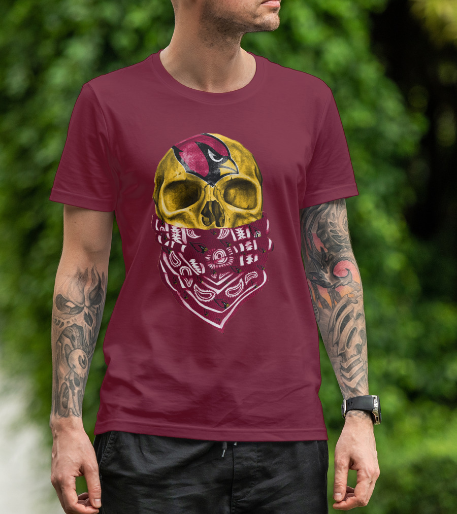 Arizona Cardinals Skull Bandana Red T-Shirt