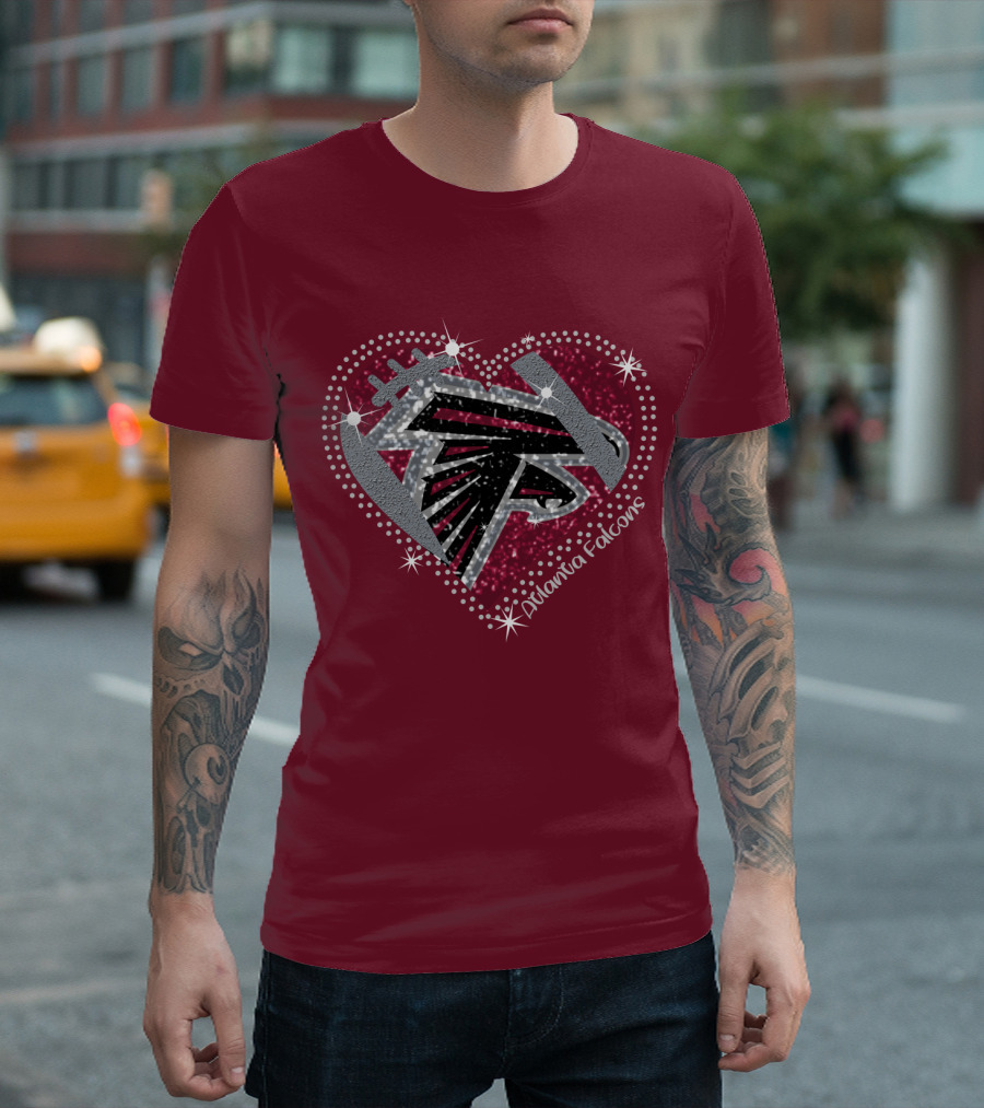 Atlanta Falcons Sparkling Heart T-Shirt
