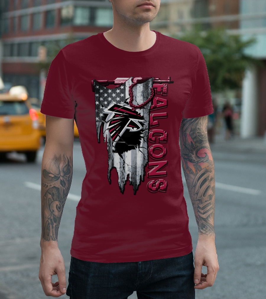 Atlanta Falcons American Flag Football Team T-Shirt