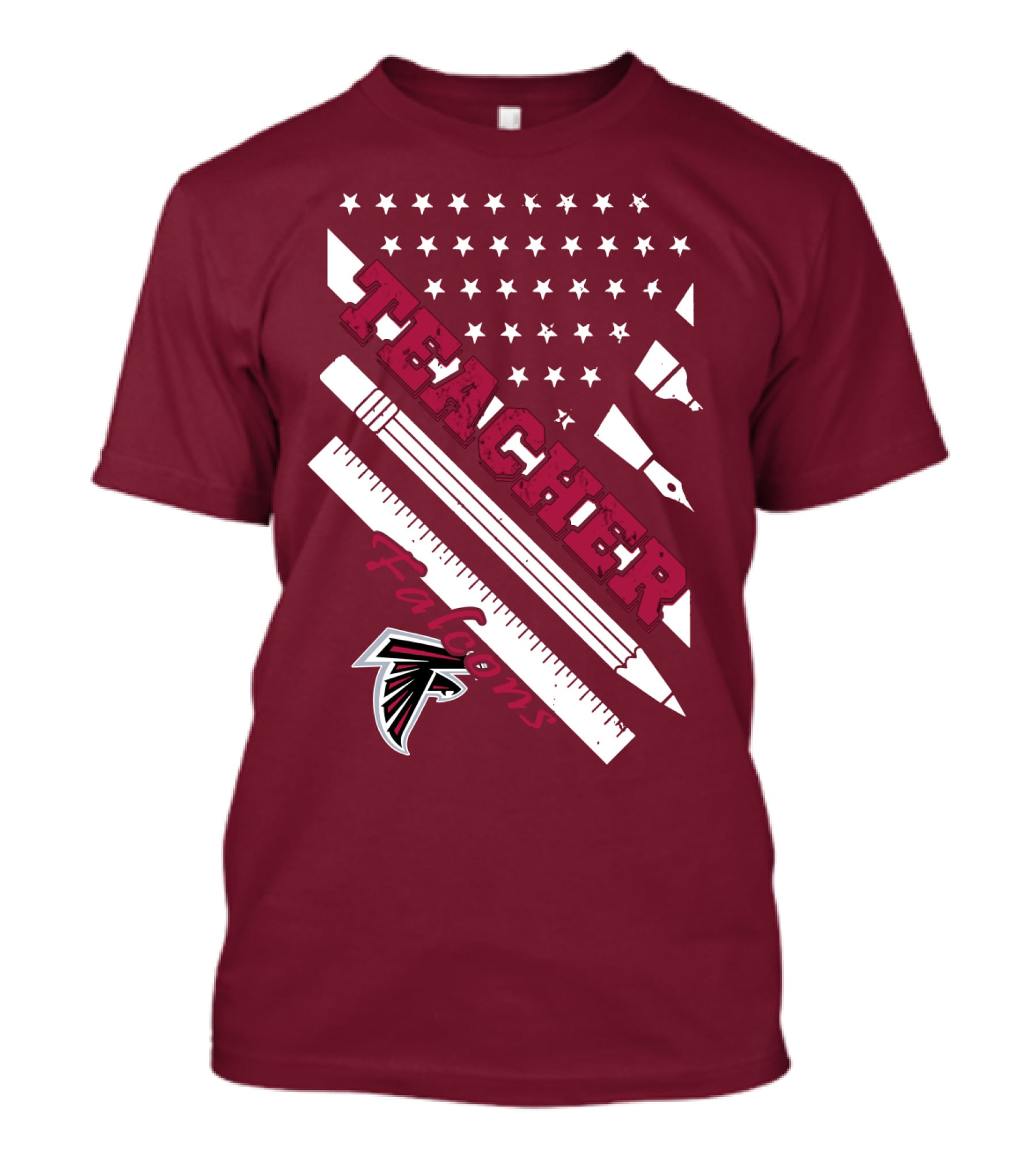 Atlanta Falcons Teacher Stars And Stationery Theme T-Shirt