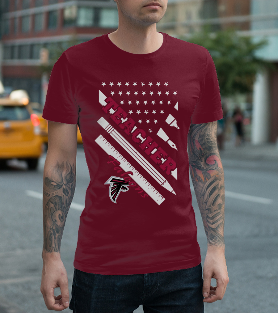 Atlanta Falcons Teacher Stars And Stationery Theme T-Shirt