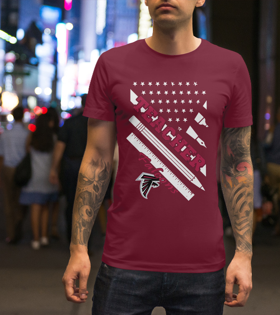 Atlanta Falcons Teacher Stars And Stationery Theme T-Shirt