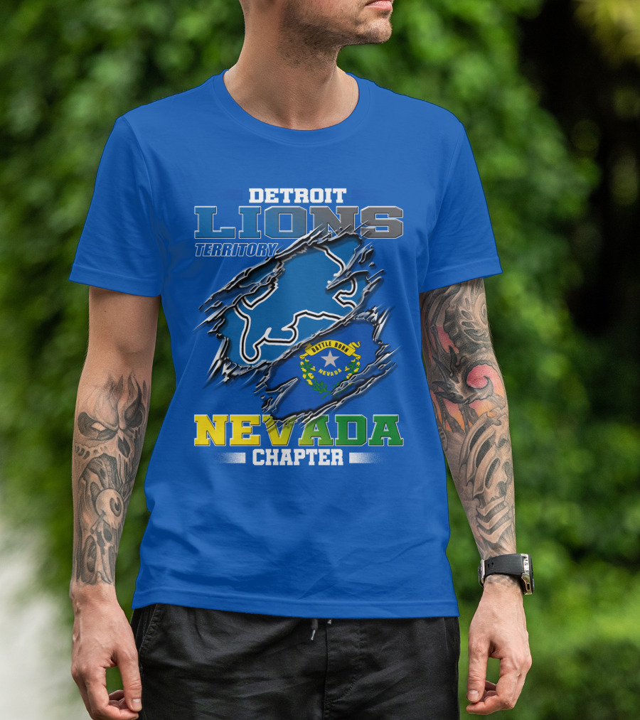 DETROIT LIONS TERRITORY NEVADA CHAPTER BATTLE BORN T-Shirt