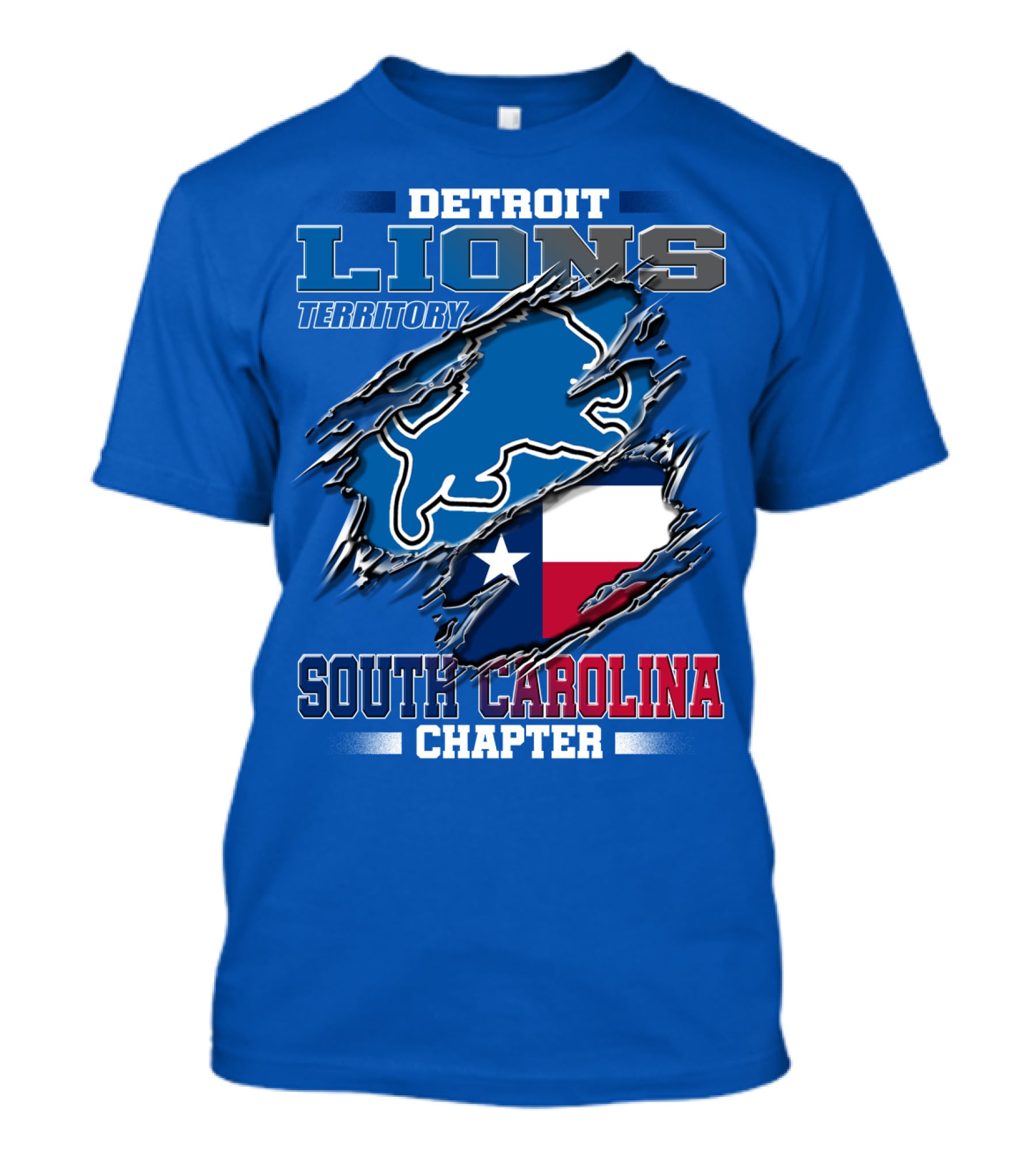 Detroit Lions Territory South Carolina Chapter Texas Flag T-Shirt