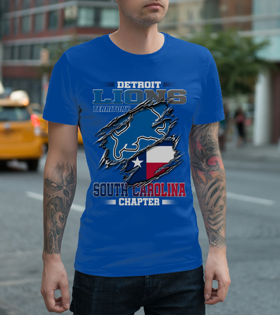 Detroit Lions Territory South Carolina Chapter Texas Flag T-Shirt
