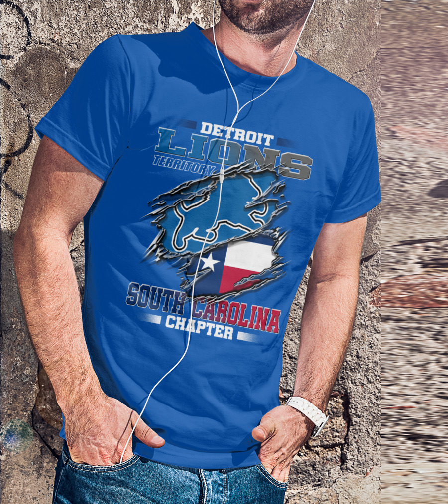 Detroit Lions Territory South Carolina Chapter Texas Flag T-Shirt