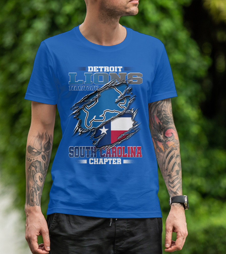 Detroit Lions Territory South Carolina Chapter Texas Flag T-Shirt