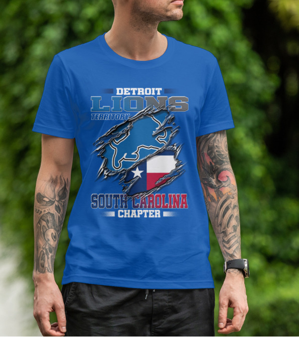 Detroit Lions Territory South Carolina Chapter Texas Flag T-Shirt