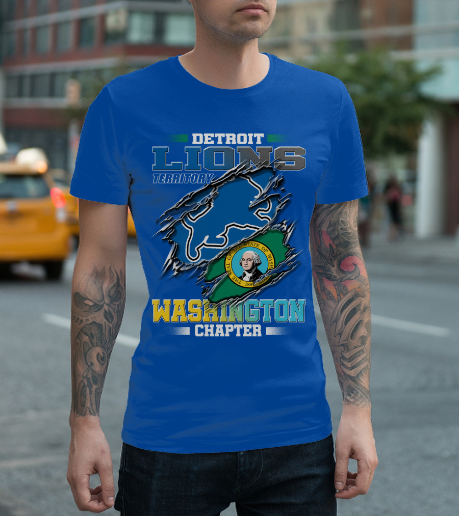 Detroit Lions Territory Washington Chapter Seal of the State of Washington T-Shirt
