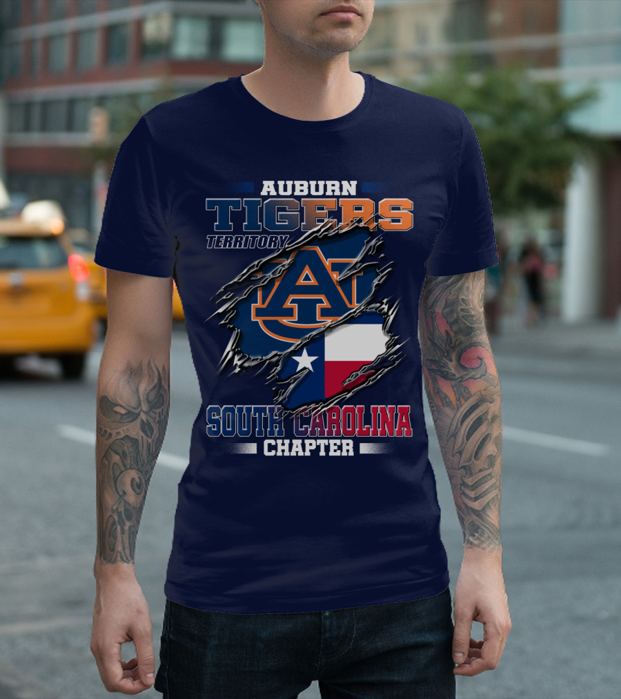 Auburn Tigers Territory South Carolina Chapter Texas Flag Icons T-Shirt