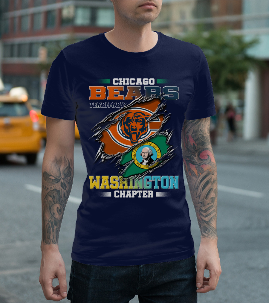 Chicago Bears Territory Washington Chapter State Flag T-Shirt
