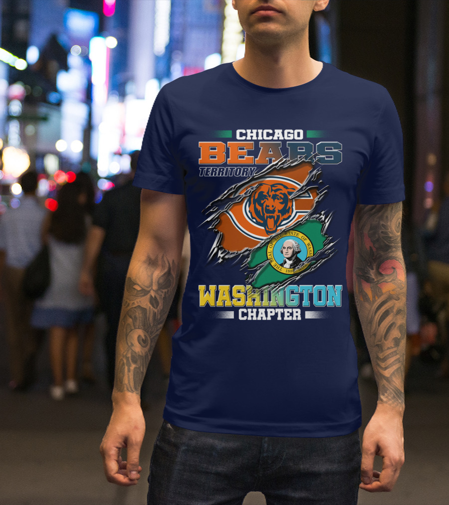 Chicago Bears Territory Washington Chapter State Flag T-Shirt