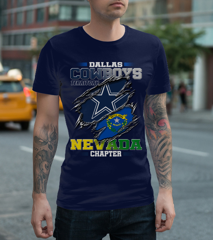 Dallas Cowboys Territory Nevada Chapter Battle Born Star Flag T-Shirt