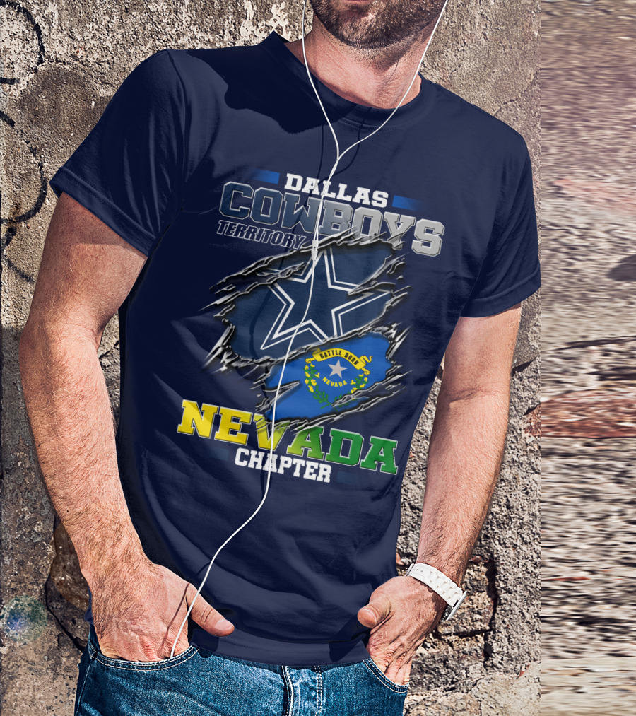 Dallas Cowboys Territory Nevada Chapter Battle Born Star Flag T-Shirt