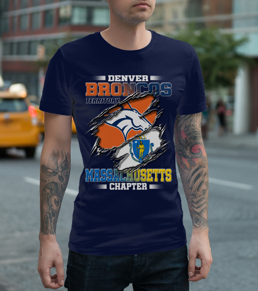 Denver Broncos Territory Massachusetts Chapter Flag T-Shirt