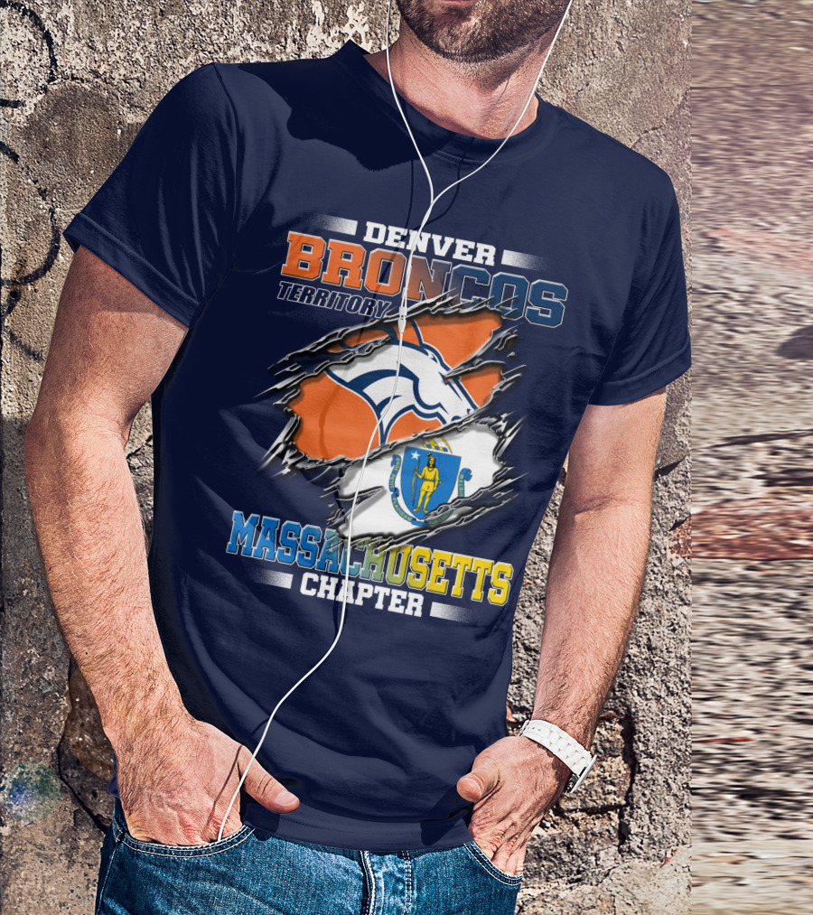 Denver Broncos Territory Massachusetts Chapter Flag T-Shirt