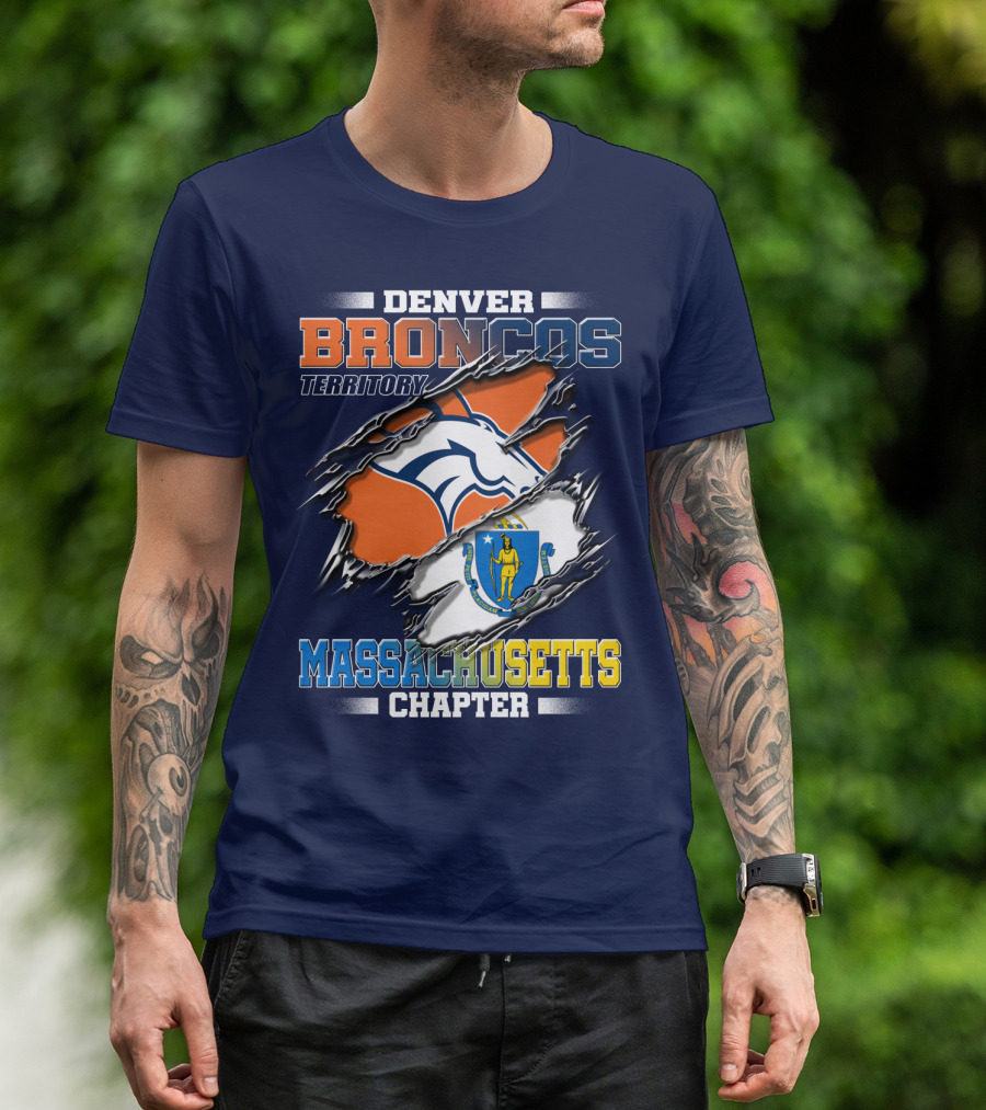 Denver Broncos Territory Massachusetts Chapter Flag T-Shirt