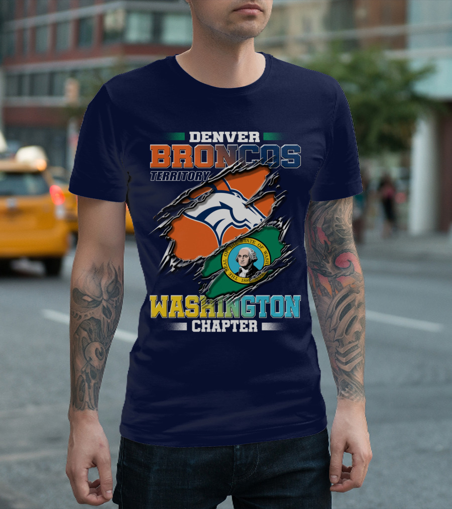Denver Broncos Territory Washington Chapter Seal of State of Washington T-Shirt