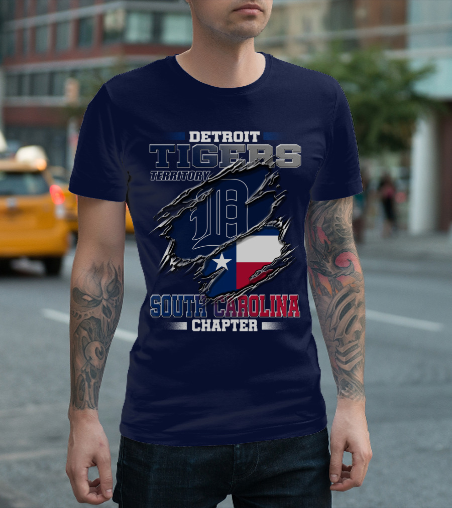 Detroit Tigers Territory South Carolina Chapter Texas Flag T-Shirt