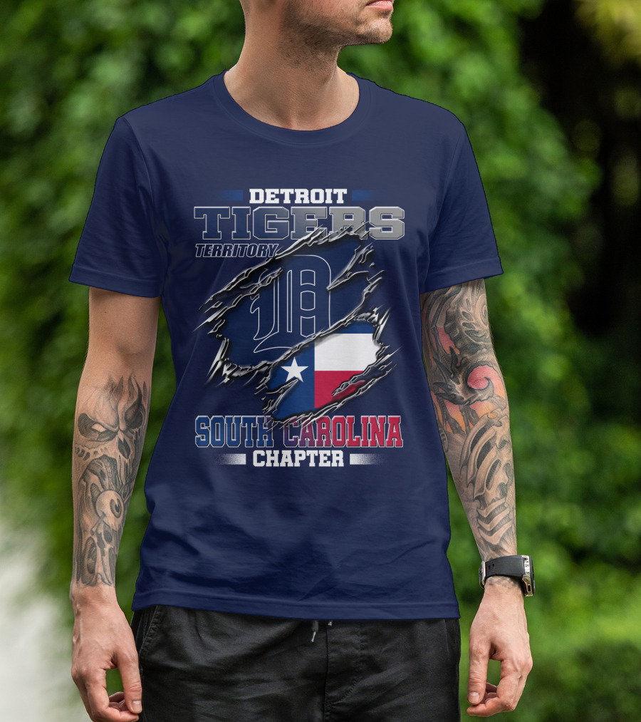 Detroit Tigers Territory South Carolina Chapter Texas Flag T-Shirt