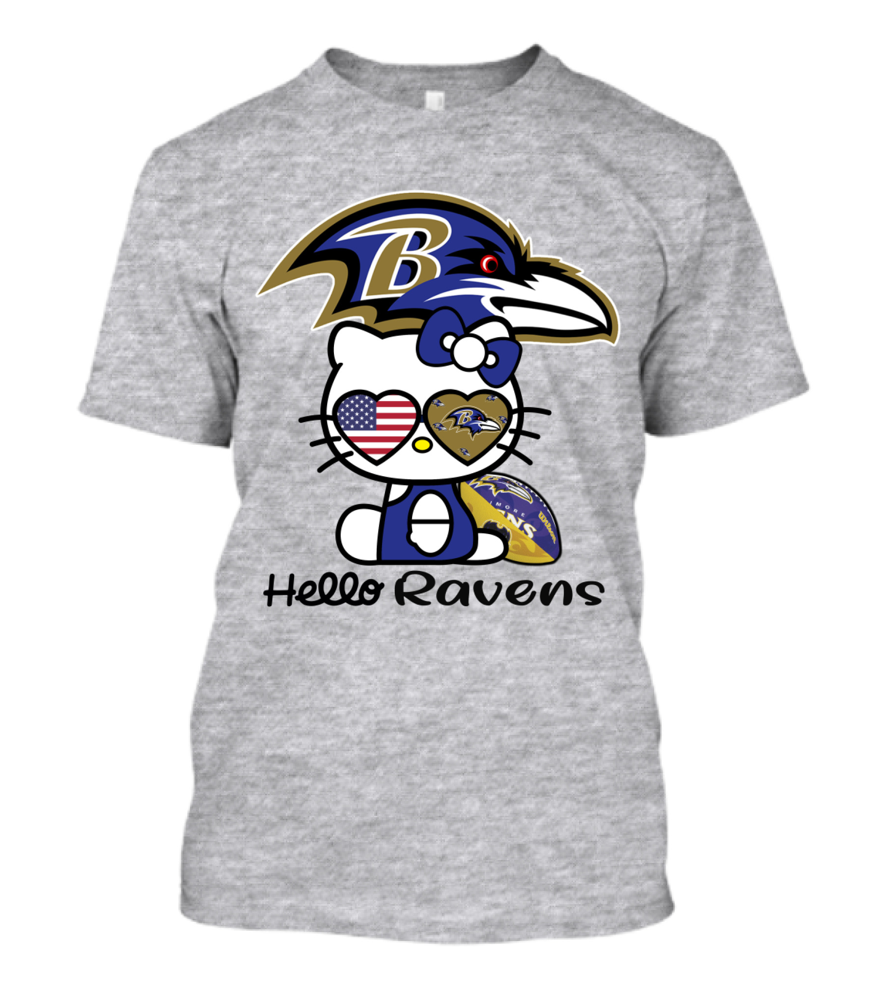 Hello Ravens Football Baltimore Ravens Hello Kitty T-Shirt