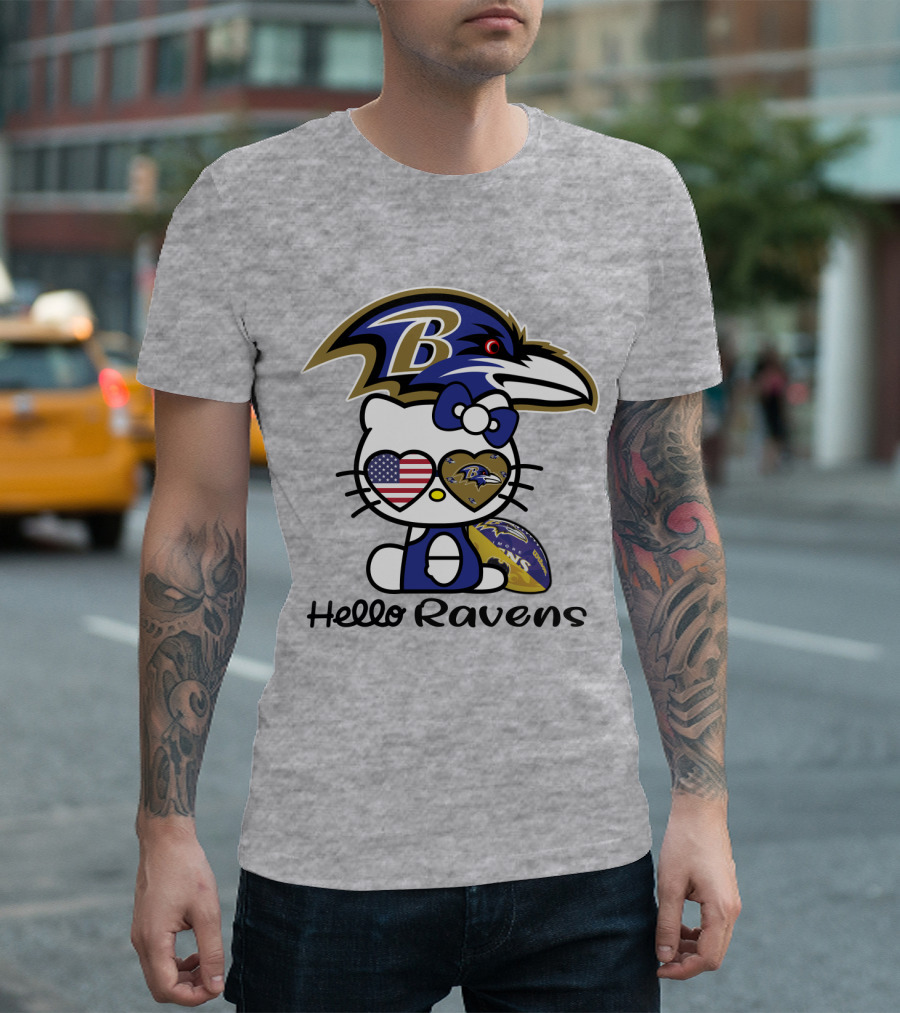 Hello Ravens Football Baltimore Ravens Hello Kitty T-Shirt