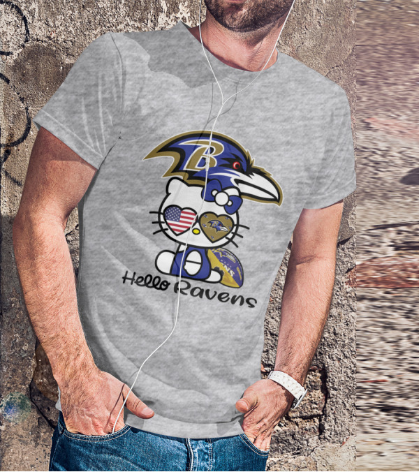 Hello Ravens Football Baltimore Ravens Hello Kitty T-Shirt