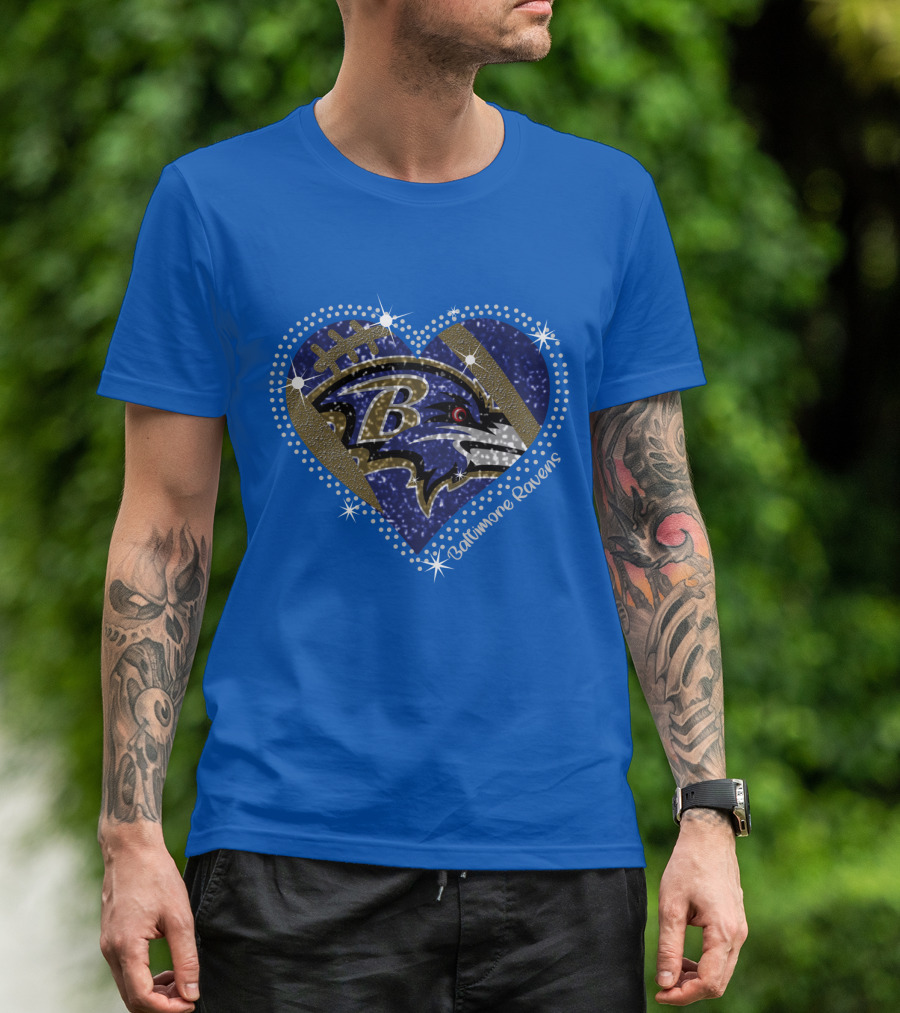Baltimore Ravens Heart Football T-Shirt