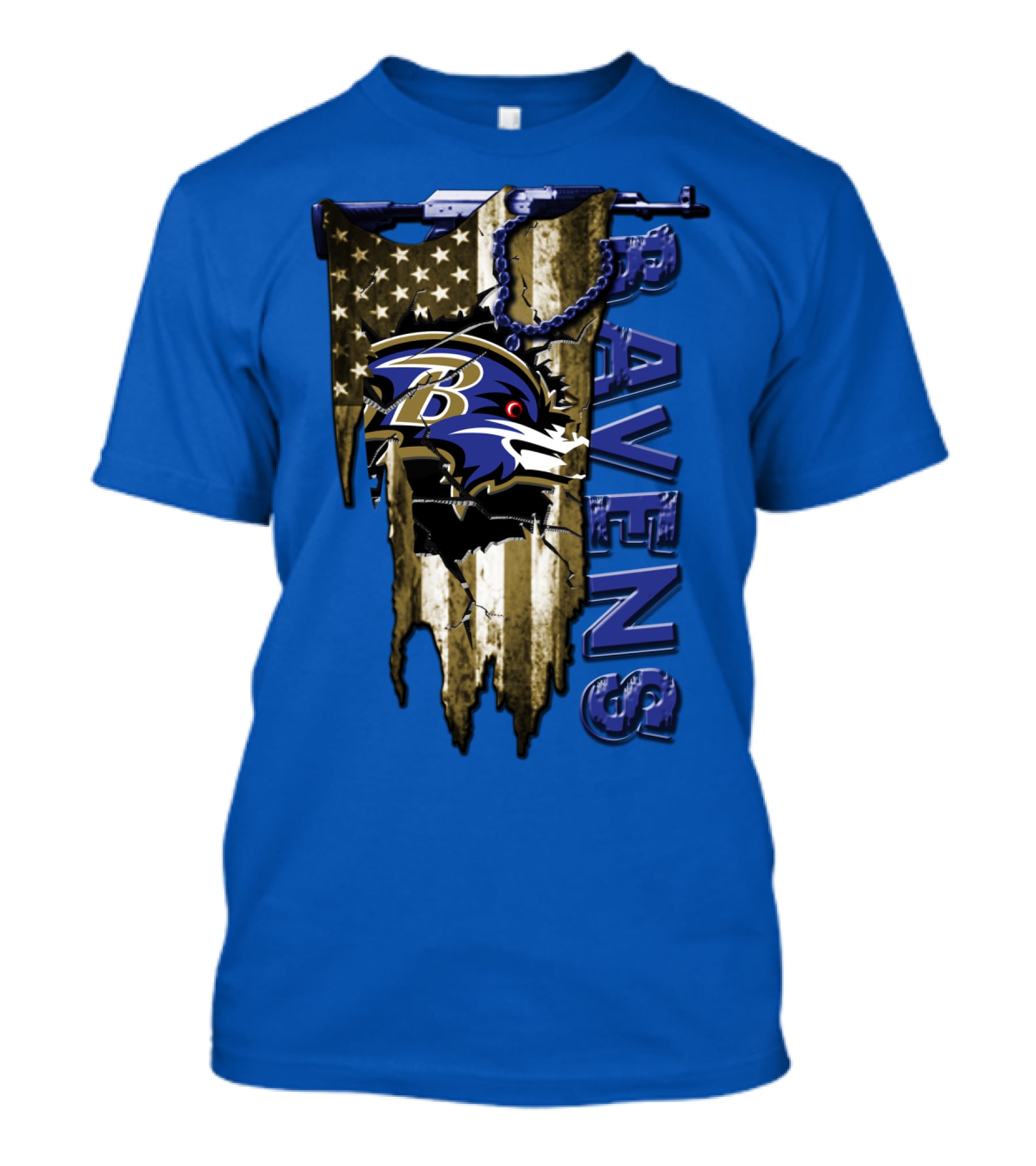Baltimore Ravens American Flag Chain T-Shirt