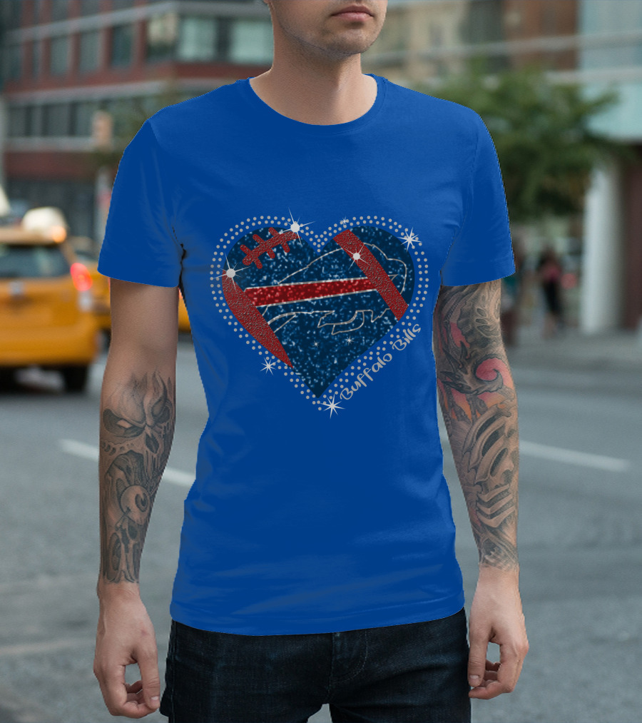 Buffalo Bills Heart Football Sparkle T-Shirt