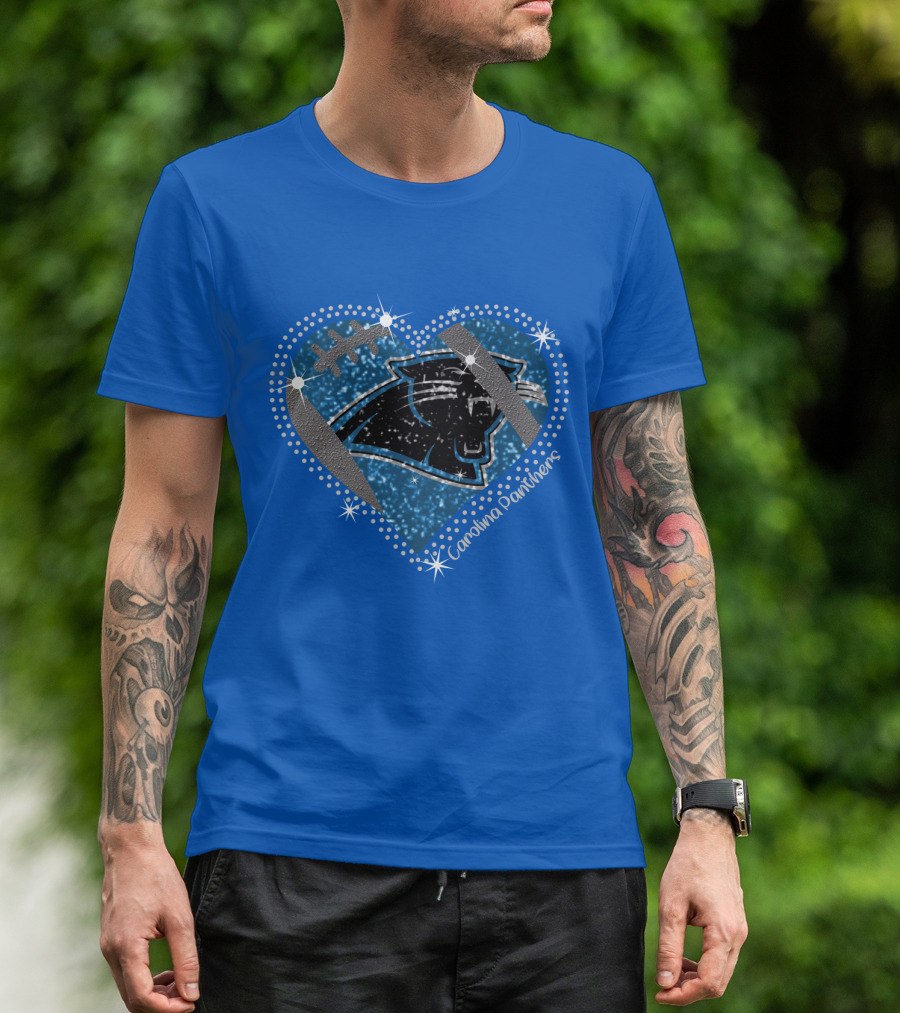 Carolina Panthers Heart Football T-Shirt