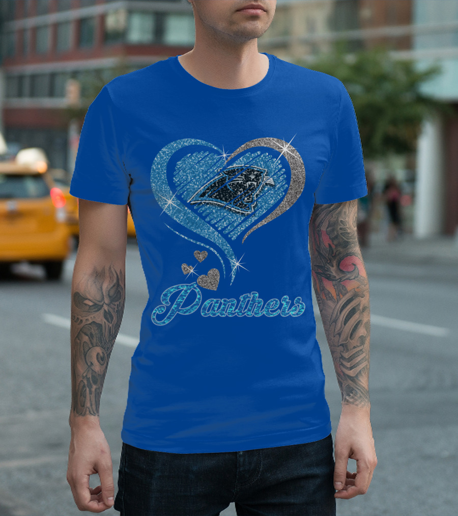 Panthers Heart Silver Blue T-Shirt