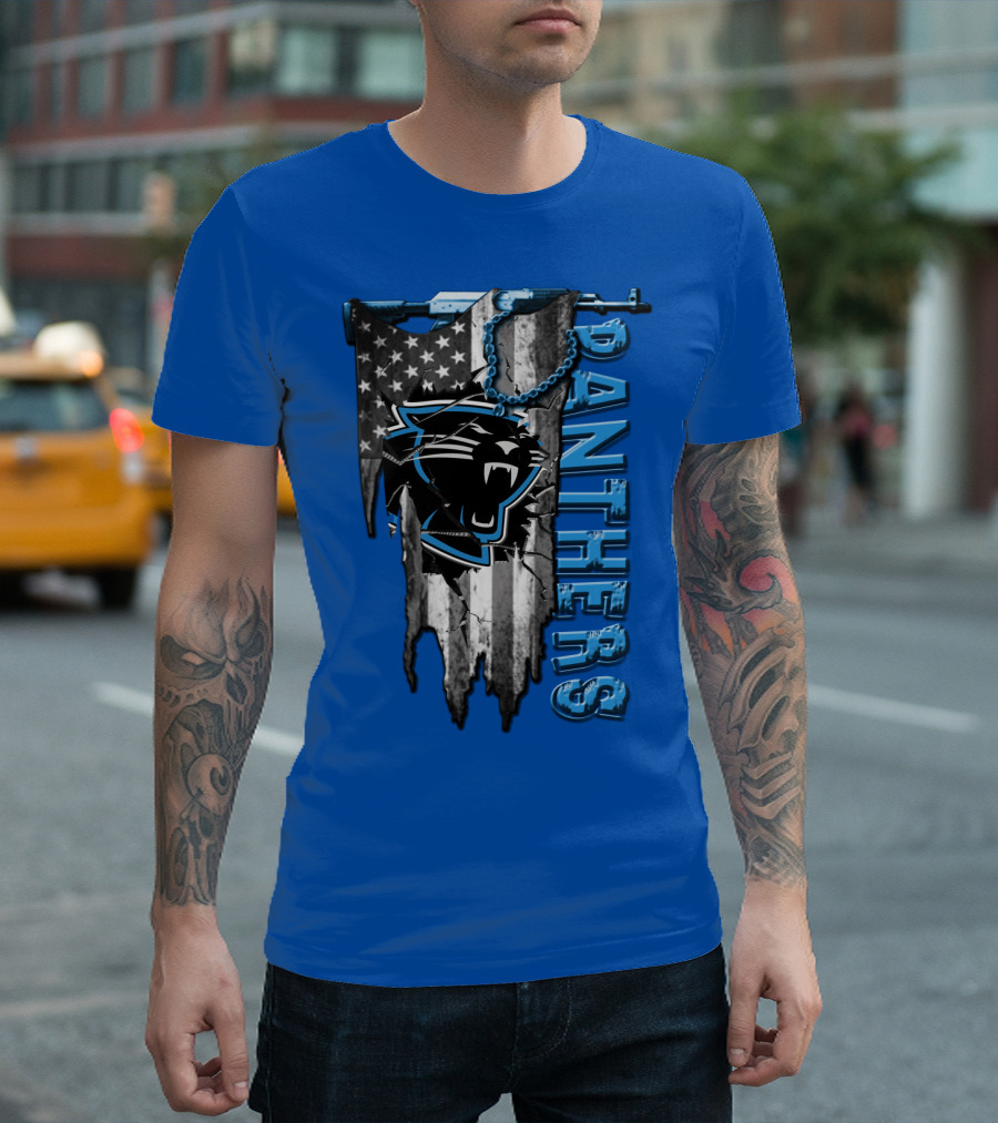American Flag Carolina Panthers Logo Panthers T-Shirt